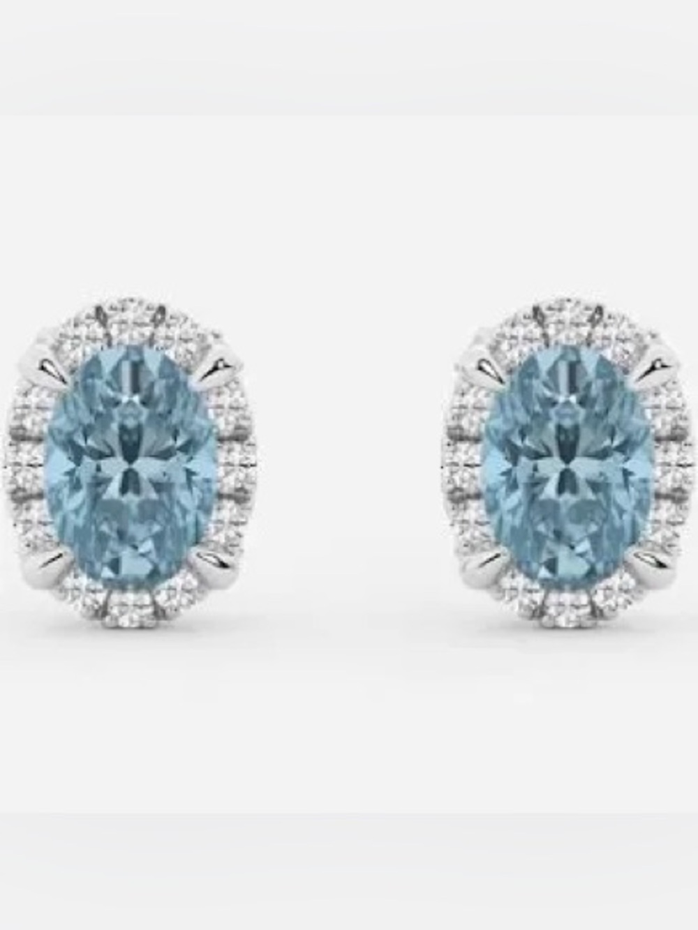 Aquamarine Halo Stud Earrings - Women's Jewelry